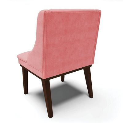 Cadeira De Jantar Liz Suede Base Fixa Madeira Tabaco Rose