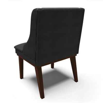Cadeira Liz Veludo Base Fixa Madeira Tabaco - Cor Preto