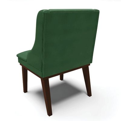 Cadeira Liz Veludo Verde Base Fixa Madeira Tabaco - D'Ross
