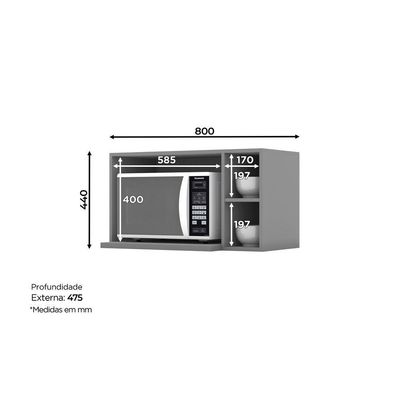 Armário De Cozinha Micro-ondas Ketlin Henn Cinza