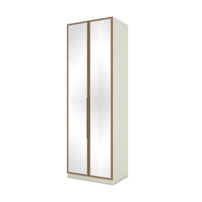 Guarda Roupa Modulado 02 Portas Com Espelho Cabideiro Areia