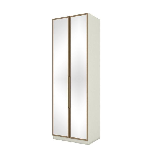 Guarda Roupa Modulado 02 Portas Com Espelho Cabideiro Areia