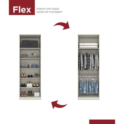 Guarda Roupa Modulado 02 Portas Com Espelho Cabideiro Areia