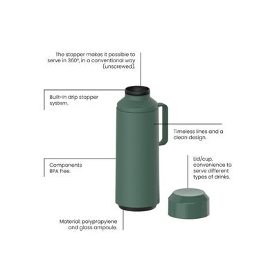 Garrafa Térmica Tramontina Verde Ampola De Vidro E Tampa 1L