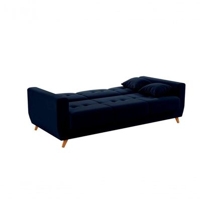 Sofá Cama Casal Reclinável Com Baú Pamela - Azul Marinho