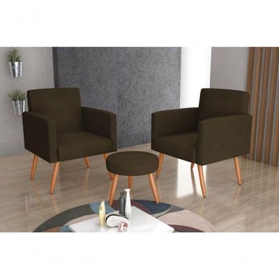 Conjunto 02 Poltronass E 1 Puff Dallas - Turkey Chocolate