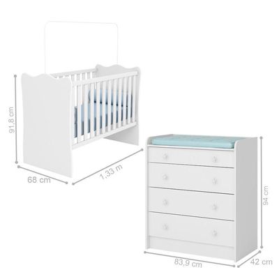 Quarto De Bebê Berço E Gaveteiro York Branco