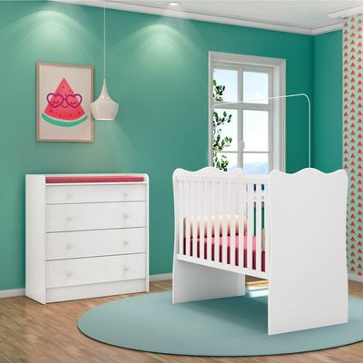 Quarto De Bebê Berço E Gaveteiro York Branco