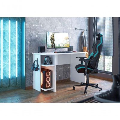 Mesa Gamer Com Suporte De Fone Zalie Branco