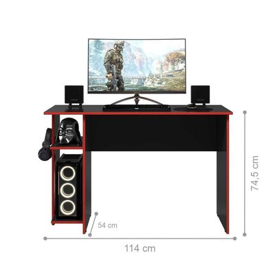 Mesa Gamer Com Suporte De Fone Zalie Preto Vermelho