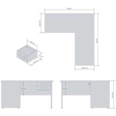 Mesa Em L Escritório Alfama Montana
