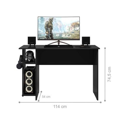 Mesa Gamer Com Suporte De Fone Zalie Preto