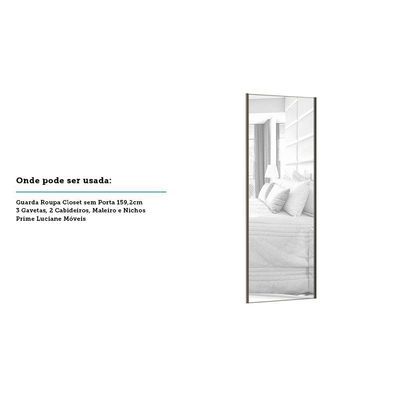 Porta De Correr 80cm Com Espelho, Puxador Inox