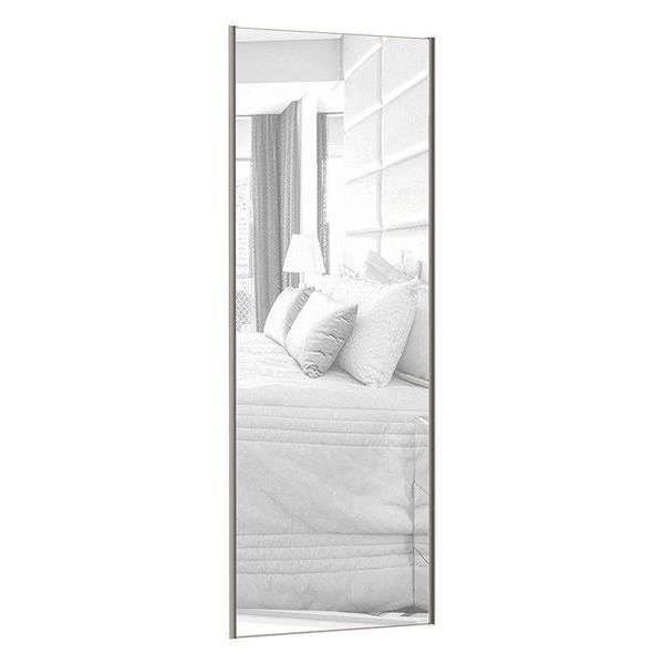 Porta De Correr 80cm Com Espelho, Puxador Champagne