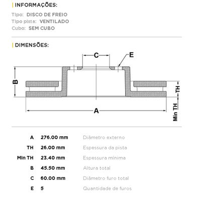 Disco Freio Dianteiro Chevrolet Cruze 1.8 16v 2012 até 2016 Cruze 1.4 Turbo 2017 em diante - Marca TRW