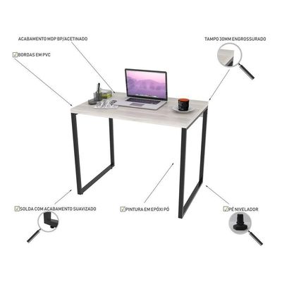 Mesa De Escritório Office 90cm Industrial Prisma C08 Snow