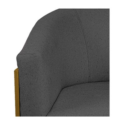 Kit 02 Poltronas Dourado Preto E Linho Cinza Escuro