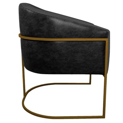 Kit 02 Poltronas Dourado Preto E Linho Cinza Escuro