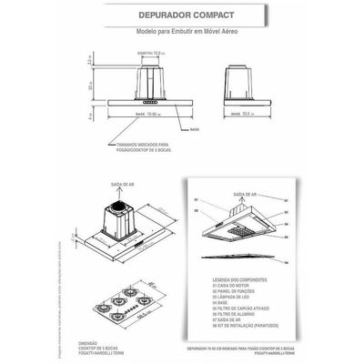 Depurador Compact New Embutir 75 Cm Fogatti Inox 220V