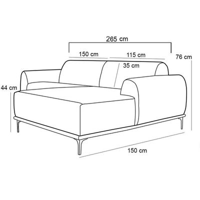 Sofá 265cm 4 Lugares Chaise Direito Pés Gold B-276 Terra