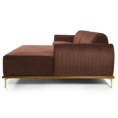 Sofá 265cm 4 Lugares Chaise Direito Pés Gold B-276 Terra