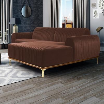 Sofá 265cm 4 Lugares Chaise Direito Pés Gold B-276 Terra