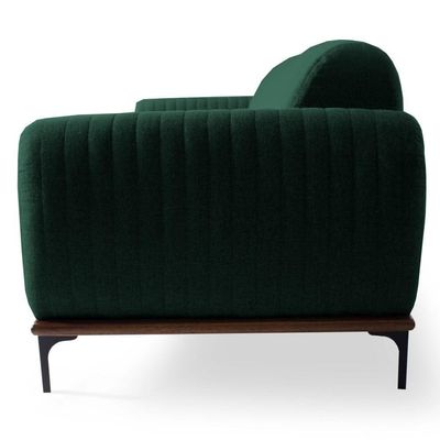 Sofá 210cm 3 Lugares Pés Preto C-117 Linho Verde Musgo
