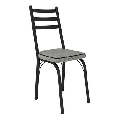 Conjunto Com 4 Cadeiras Preto Fosco Assento Platina