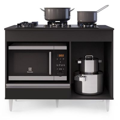 Balcão Multiuso Para Cooktop 4 Bocas Georgia Preto