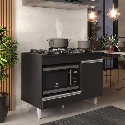 Balcão Multiuso Para Cooktop 4 Bocas Georgia Preto