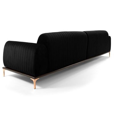 Sofá 245cm 4 Lugares Chaise Esquerdo Pés Gold B-300 Preto