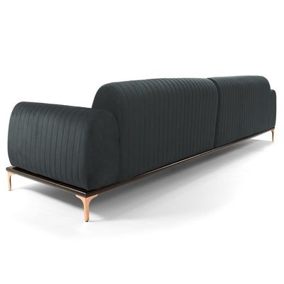 Sofá 245cm 4 Lugares Chaise Esquerdo Pés Gold B-317 Cinza