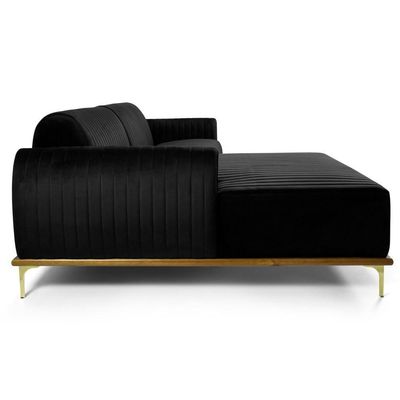 Sofá 320cm 5 Lugares Chaise Esquerdo Pés Gold B-300 Preto