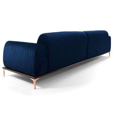 Sofá 320cm 5 Lugares Chaise Direito Pés Gold Azul Marinho
