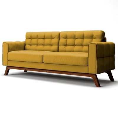 Sofá 280 Cm 4 Lugares Sandero B-279 Veludo Amarelo - Domi