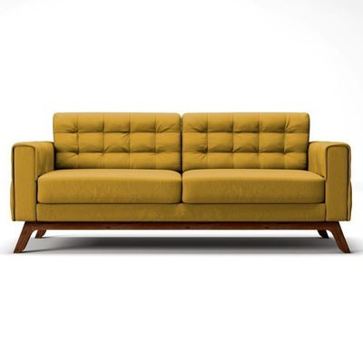 Sofá 280 Cm 4 Lugares Sandero B-279 Veludo Amarelo - Domi