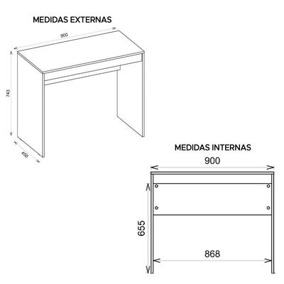 Mesa Computador Para Escritório 90 Cm Bege Recta Caemmun