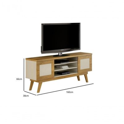 Rack Para Tv Até 65" 2 Portas Cinamomo/off White
