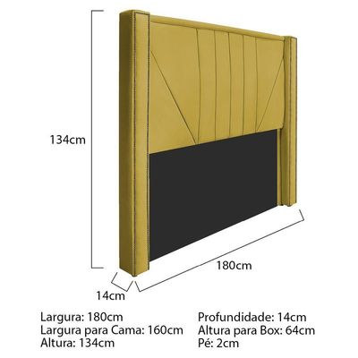 Cabeceira Queen 160 Cm Para Cama Box Suede Amarelo
