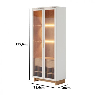 Cristaleira Colibri Com 2 Portas E 1 Gaveta Freijo/off White