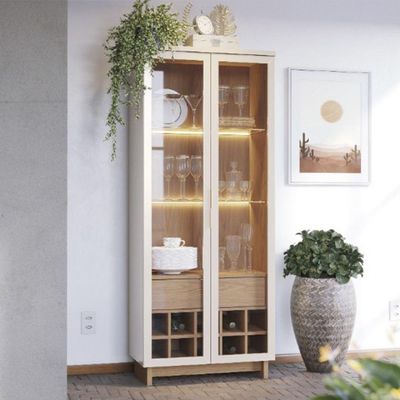Cristaleira Colibri Com 2 Portas E 1 Gaveta Freijo/off White