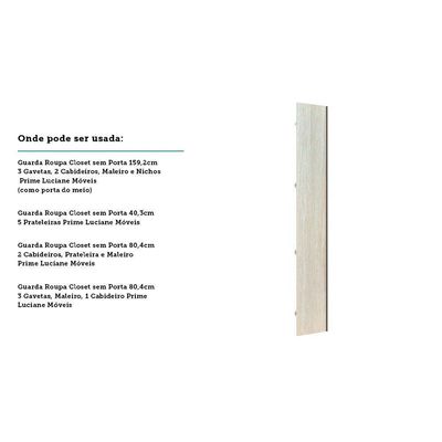 Porta Para Closet Individual 40cm Champagne Crema