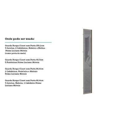 Porta Para Closet Com Prata 40cm Inox Alumínio Inox Prata