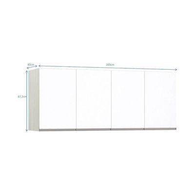 Maleiro Casal 4 Portas Plus 165 Cm Crema Com Branco Mat