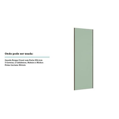 Porta De Correr Closet 80cm Inox Sem Kit Ferragem Verde