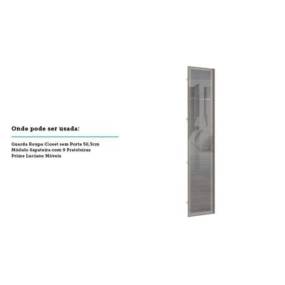 Porta Para Closet Com Prata 50cm Inox Alumínio Inox Prata