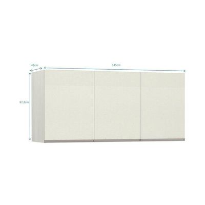 Maleiro Ponte Casal 3 Portas Plus 145 Cm Crema Com Kashmir