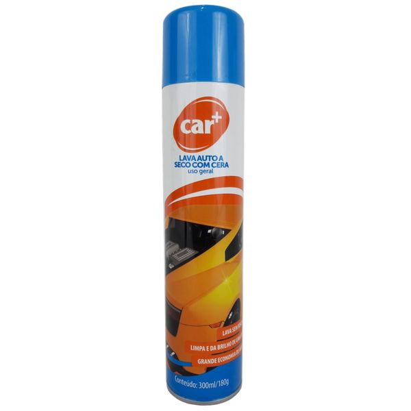Lava Auto a Seco com Cera Spray Car+ 300ml Limpa e da Brilho de uma Vez