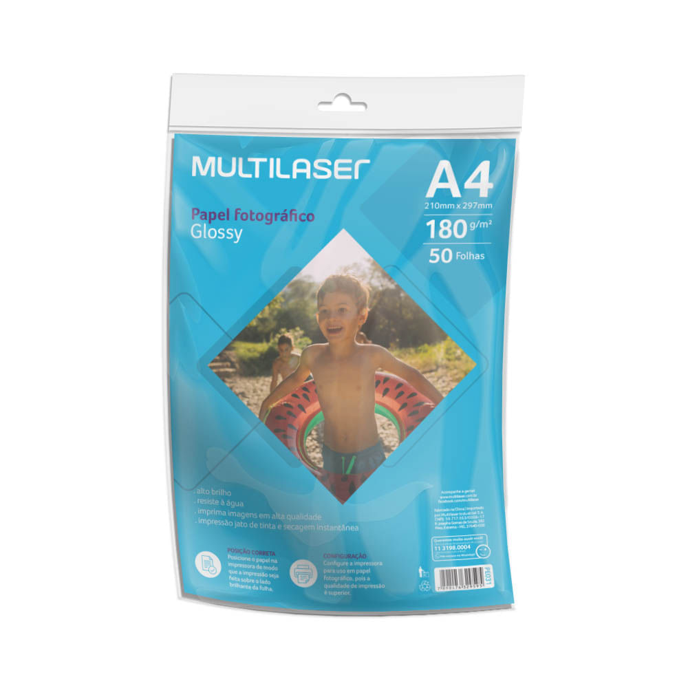 Papel Fotográfico Glossy Multi A4 180g 50 Folhas - PE031 PE031