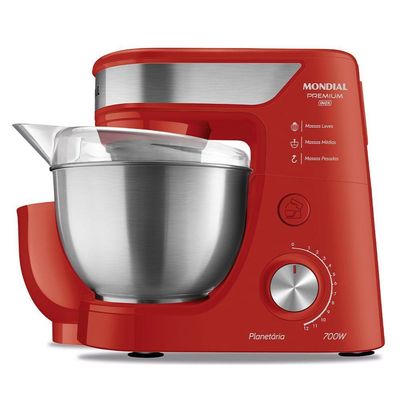 Batedeira Planetária Premium Inox Mondial – Bp-02p-r-ti Batedeira Planetária-220v-vermelho/inox 220V